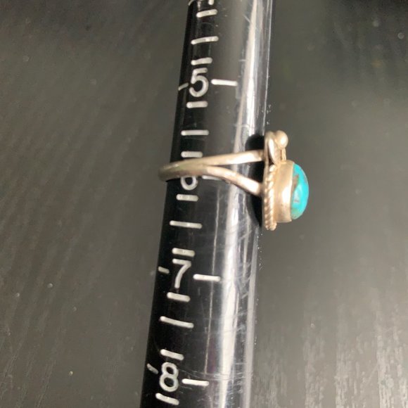 Sterling Squash Blossom Turquoise Ring - Picture 5 of 5